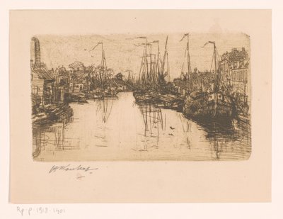 城市运河 作者 Henri Wouters（艺术家签名）