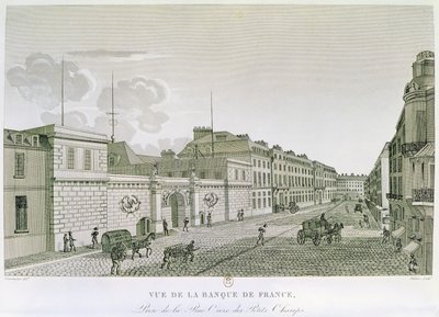 来自Rue Croix-Petits-Champs的法国银行，由Eugene Dubois雕刻，1800年 作者 亨利（Courvoisier Voisin）之后的亨利（Henri）