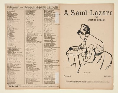 A Saint-Lazare》，阿里斯蒂德-布鲁昂词曲，乐谱封面 作者 亨利·德·图卢兹·劳特雷克