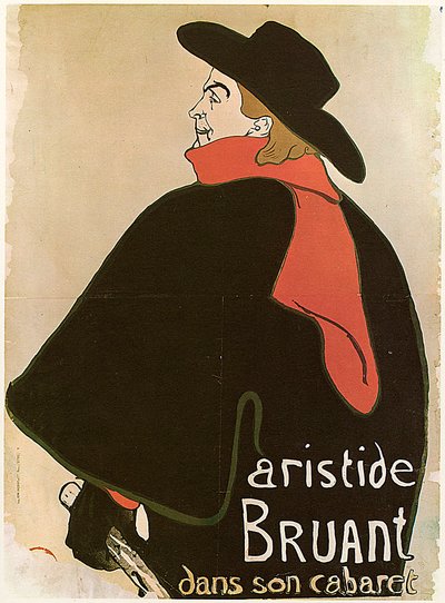 阿里斯蒂德·布兰特（Aristide Bruant）在他的歌舞表演中，海报，1893年。 作者 Henri de Toulouse Lautrec