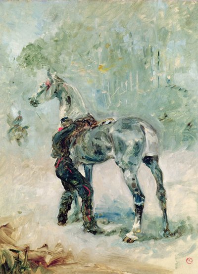 炮兵骑马他的马，1879年 作者 亨利·德·图卢兹·劳特雷克