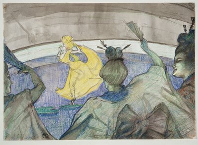 在马戏团，1899年（蜡笔，蜡笔和wc在编织纸上） 作者 亨利·德·图卢兹·劳特雷克