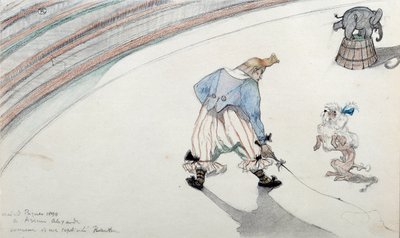 马戏团场景：盛装舞步。 小丑与科学家犬和杂技大象。 Henri de Toulouse Lautrec (1864-1901) 绘画 19 世纪 Albi，Musee de Toulouse Lautrec 作者 亨利·德·图卢兹·劳特雷克