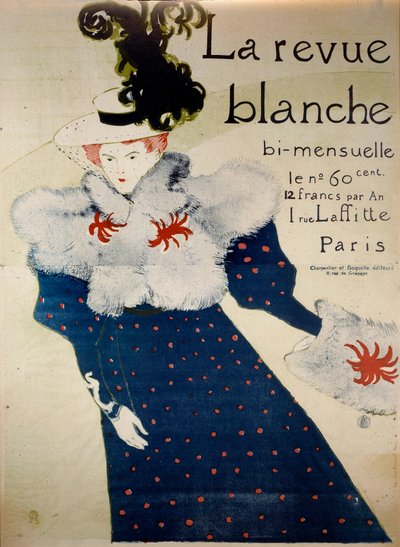 双月刊“La revue blanche”的封面。 Henri de Toulouse Lautrec (1864-1901) 的石版画 作者 亨利·德·图卢兹·劳特雷克