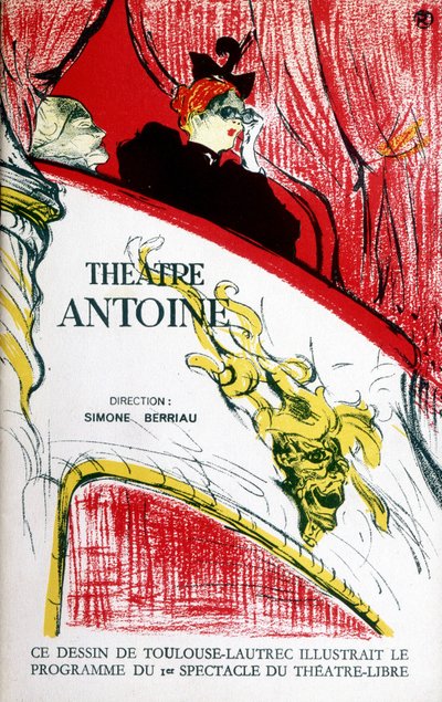 1956年，由西蒙妮·贝里奥（Simone Berriau）执导的安托万剧院的节目封面。图卢兹·劳特雷克（Toulouse Lautrec）摄 作者 亨利·德·图卢兹·劳特雷克