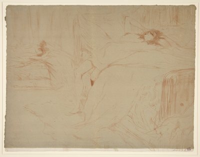 Femme sur le dos, lassitude（仰卧的女人，疲惫），选自 Elles 系列 作者 Henri de Toulouse-Lautrec