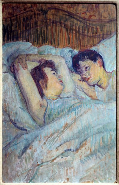 在床上绘画由 Henri de Toulouse Lautrec (Toulouse-Lautrec 作者 亨利·德·图卢兹·劳特雷克