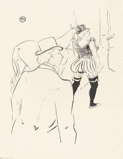 在Folies-Bergere的翅膀上：罗娜-巴里森夫人与她的经理和丈夫，1895年。 作者 亨利·德·图卢兹·劳特雷克
