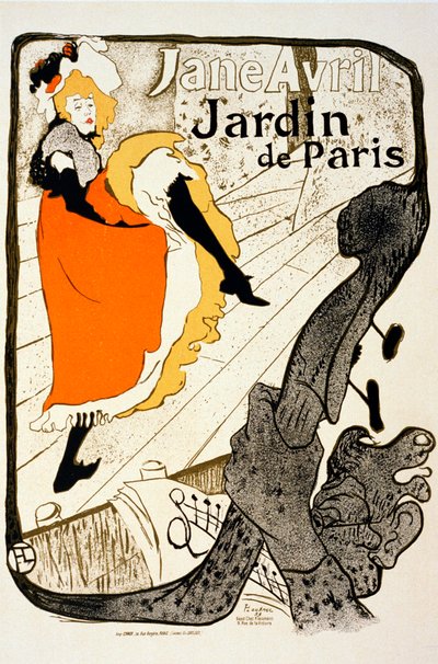 简·艾薇儿（Jane Avril）在巴黎花园（Jardin de Paris），1893年。 作者 亨利·德·图卢兹·劳特雷克