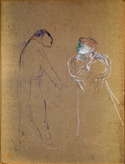 Lucien Germain Guitry (1860-1925) 和 Jeanne Granier。 亨利·德·图卢兹-劳特累克 (Toulouse Lautrec 作者 亨利·德·图卢兹·劳特雷克