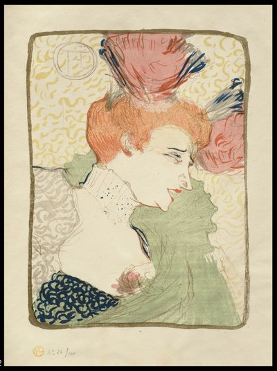 马赛·马塞尔·莱德小姐，胸围长度，1895年 作者 Henri de Toulouse Lautrec