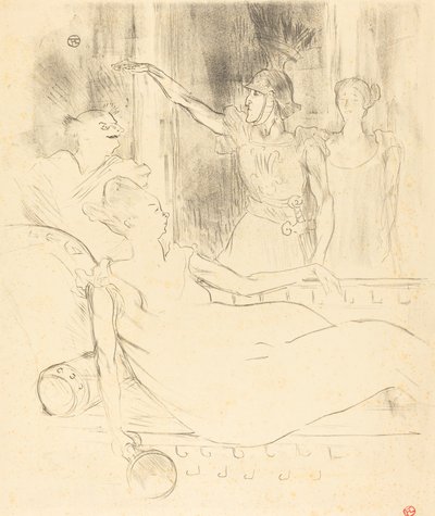 西蒙-吉拉德夫人、布拉瑟和盖伊在 "美丽的海伦 "中 (Mme. Simon-Girard, Brasseur and Guy in "La belle Hélène") 作者 亨利·德·图卢兹·劳特雷克