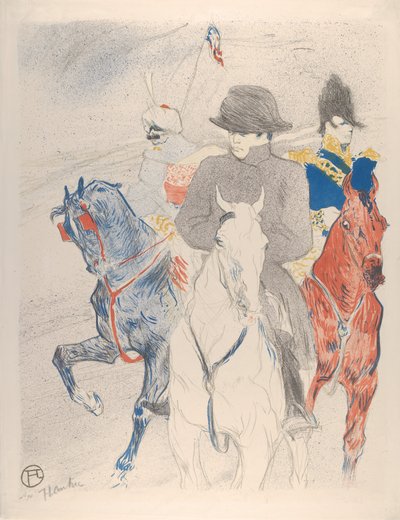 拿破仑，1895年（蜡笔，蜡笔和编织纸上的飞溅石版画） 作者 亨利·德·图卢兹·劳特雷克