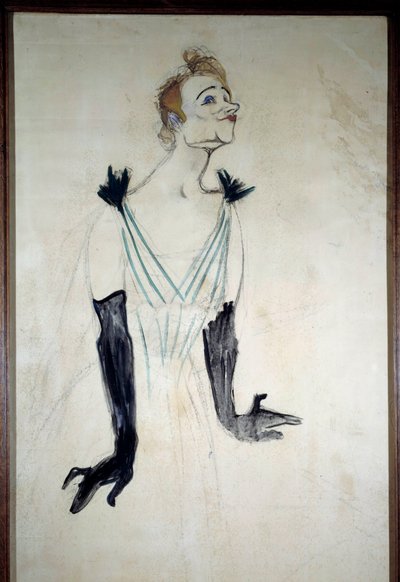 歌手伊薇特·吉尔伯特 (Yvette Guilbert) (1867-1944) 的肖像，以 Henri de Toulouse Lautrec (1864-1901) 1894 的精髓绘制。昏暗的 1.86 x 0.93 m 阿尔比，图卢兹·劳特累克博物馆 作者 亨利·德·图卢兹·劳特雷克