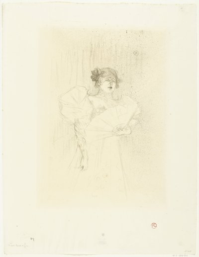 女演员 Luce Myrès 与扇子的肖像
露西-米莱斯的脸 作者 爱德华克莱曼