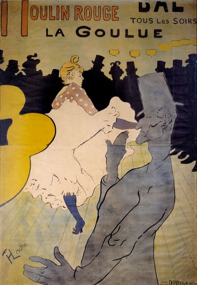红磨坊的歌舞表演 "La goulue "的海报。亨利-德-图卢兹-劳特累克（1864-1901）的绘画作品 1891年布鲁塞尔，伊克塞勒博物馆 作者 亨利·德·图卢兹·劳特雷克