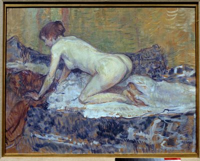 红色，头部裸体蹲伏 作者 Henri de Toulouse Lautrec