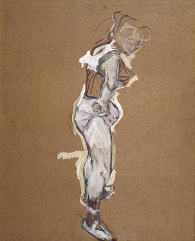 Trapezist adjusting her tights 作者 亨利·德·图卢兹·劳特雷克