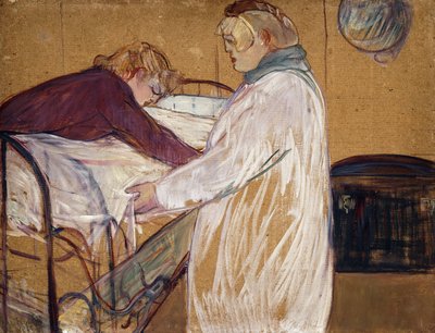 两个女人在铺床；两个女人躺在床上，1891年 作者 亨利·德·图卢兹·劳特雷克