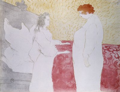躺在床上的女人，简介-小杠杆，来自埃尔斯；躺在床上的女人，轮廓-Au Petit杠杆，来自Elles，1896年 作者 亨利·德·图卢兹·劳特雷克