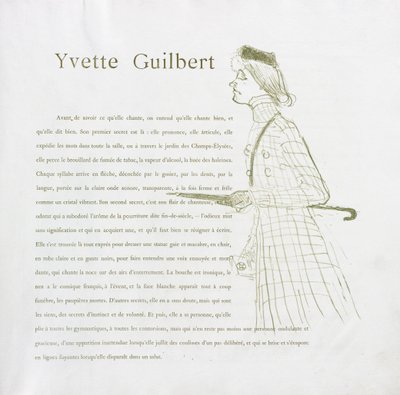 伊维特·吉尔伯特（Yvette Guilbert-French）系列：1894年第1期。 作者 亨利·德·图卢兹·劳特雷克