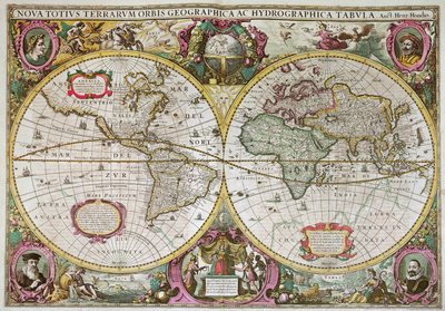 一个新的整个地球的土地和水图，1630年 作者 Henricus Hondius II