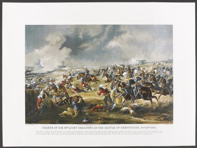 Charge of H.M. 14th Light Dragoons at the Battle of Ramnuggur, 22nd November 1848, engraved by J. Harris, c.1851 (colour photolitho) 作者 亨利（后）马滕斯