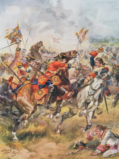 第三个龙骑兵的冲锋，来自20世纪20年代主要CH Wylly的“英国历史的光荣战役” 作者 Henry A. Payne