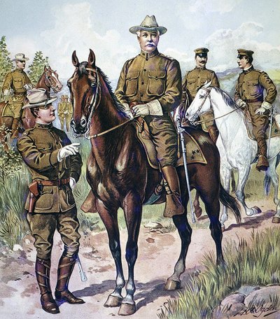 1902-07年美国陆军野战军服（彩色平印）。 作者 Henry Alexander (after) Ogden