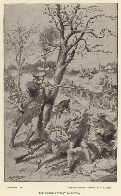 英国撤退到波士顿（石版画） 作者 Henry Alexander (after) Ogden