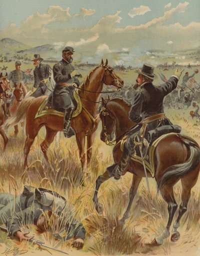 1863年7月2日美国内战，宾夕法尼亚州葛底斯堡战役中的米德将军 作者 Henry Alexander Ogden