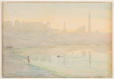 神圣的湖，卡纳克，1905年（纸上铅笔） 作者 亨利培根