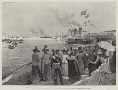 3月11日，女王在Folkestone的天气，女王陛下乘坐加莱 - 杜夫雷斯大陆出发 作者 Henry Charles Seppings Wright