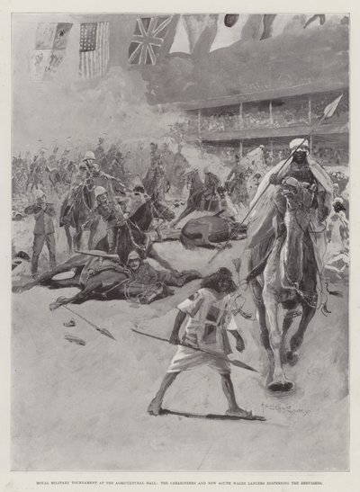 皇家军事锦标赛在农业大厅，Carabineers和新南威尔士枪骑兵分散了Dervishes 作者 Henry Charles Seppings Wright