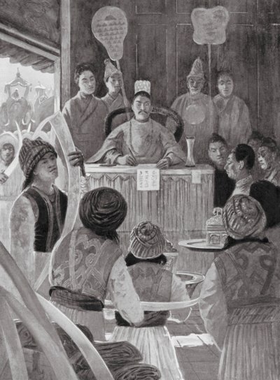 暹罗使节向中国皇帝进贡（石版画） 作者 亨利·查尔斯·塞普金斯·赖特