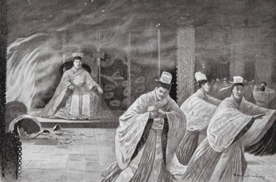 皇帝在宫中自焚（石版画） 作者 亨利·查尔斯·塞普金斯·赖特