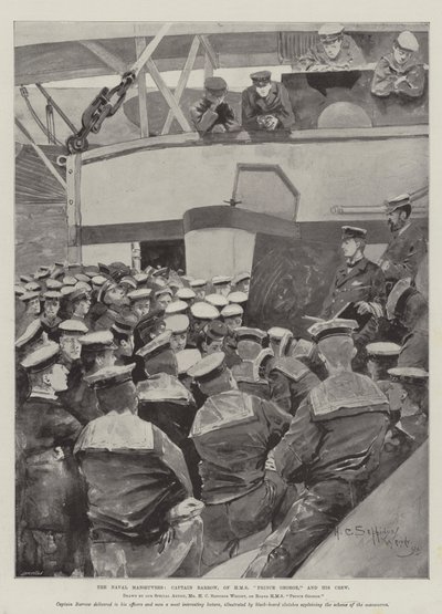 HMS Prince George的海军演习，Barrow上尉和他的船员 作者 Henry Charles Seppings Wright