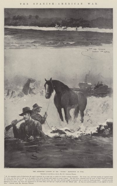 西班牙 - 美国战争，古巴的Gussie探险队试图登陆 作者 Henry Charles Seppings Wright