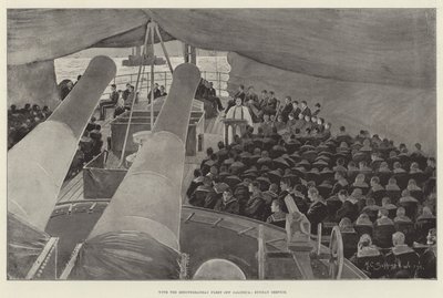 随着地中海舰队关闭Salonica，周日服务 作者 Henry Charles Seppings Wright