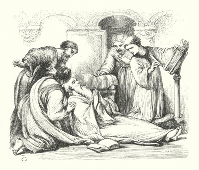 Death of the Venerable Bede (engraving) 作者 亨利·考特尼（之后）塞卢斯
