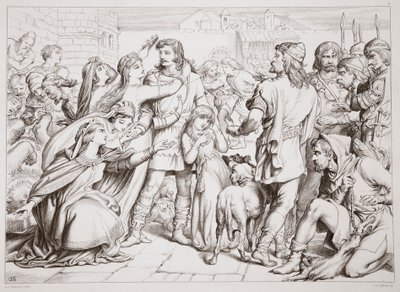如何从查尔斯金斯利，酒吧中杀死熊，来自Hereward the Great的插图。 1870年，由CG刘易斯雕刻（钢板雕刻） 作者 亨利·考特尼·塞卢斯
