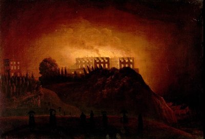 诺丁汉城堡着火，1831年10月10日，19世纪中叶 作者 Henry Dawson