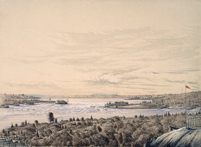 Sault de Ste。 1842年休伦湖和苏必利尔湖之间的玛丽（纸上写着） 作者 亨利·弗朗西斯·安斯利