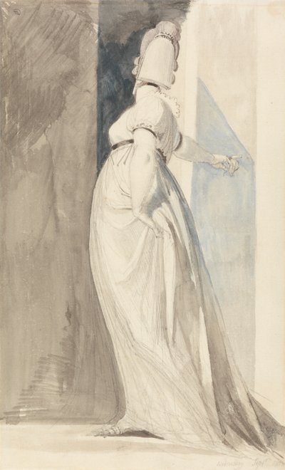 被称为 Fuseli 夫人的站立女性的背影 作者 约翰·海因里希·富斯里