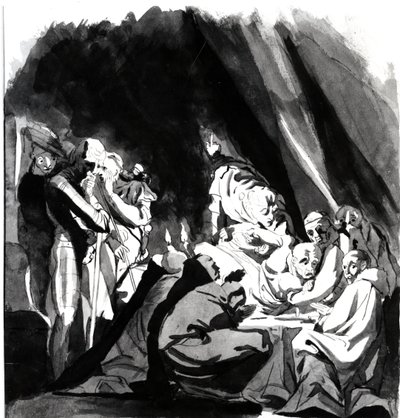红衣主教博福特之死，莎士比亚的&39;亨利六世&39;插图，1772年（笔，墨水和纸上洗） 作者 约翰·海因里希·富斯里
