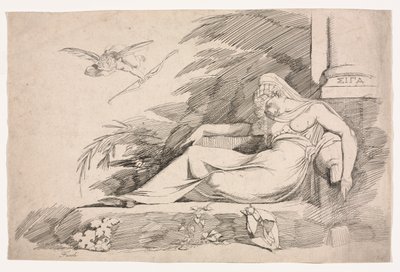有丘比特的熟睡中的女人，1780-1790年。 作者 约翰·海因里希·富斯里