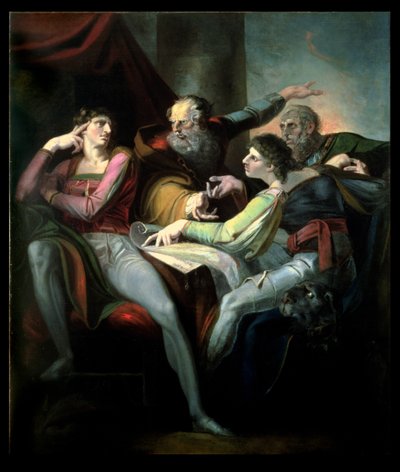 1784年，热刺，伍斯特，莫蒂默和格伦多尔之间发生纠纷 作者 Johann Heinrich Füssli