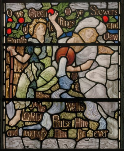 O Ye Green Things，Benedicite Window detail，c.1895（彩色玻璃） 作者 亨利·假日