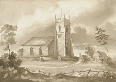 考德索教堂（Codsall Church）：乌贼墨画，nd [1844] 作者 亨利·詹姆斯·诺伊斯