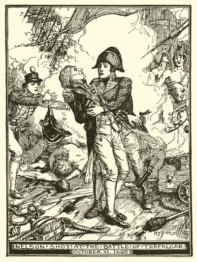 尼尔森在1805年10月21日的特拉法加战役中出手 作者 亨利·正义·福特